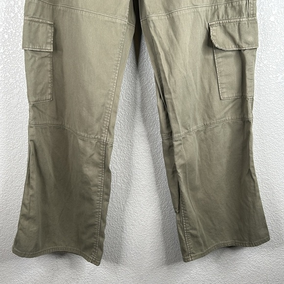 SO Olive Wide Flare Leg Cargo High Waist Cotton Utility Jeans Size XL - Picture 3 of 7